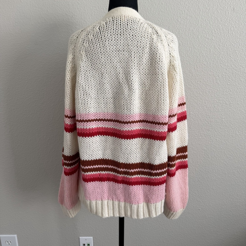 XíRENA Striped Cardigan XS Chunky Knit Boho Oversized Open Front Alpaca Blend - Picture 2 of 12